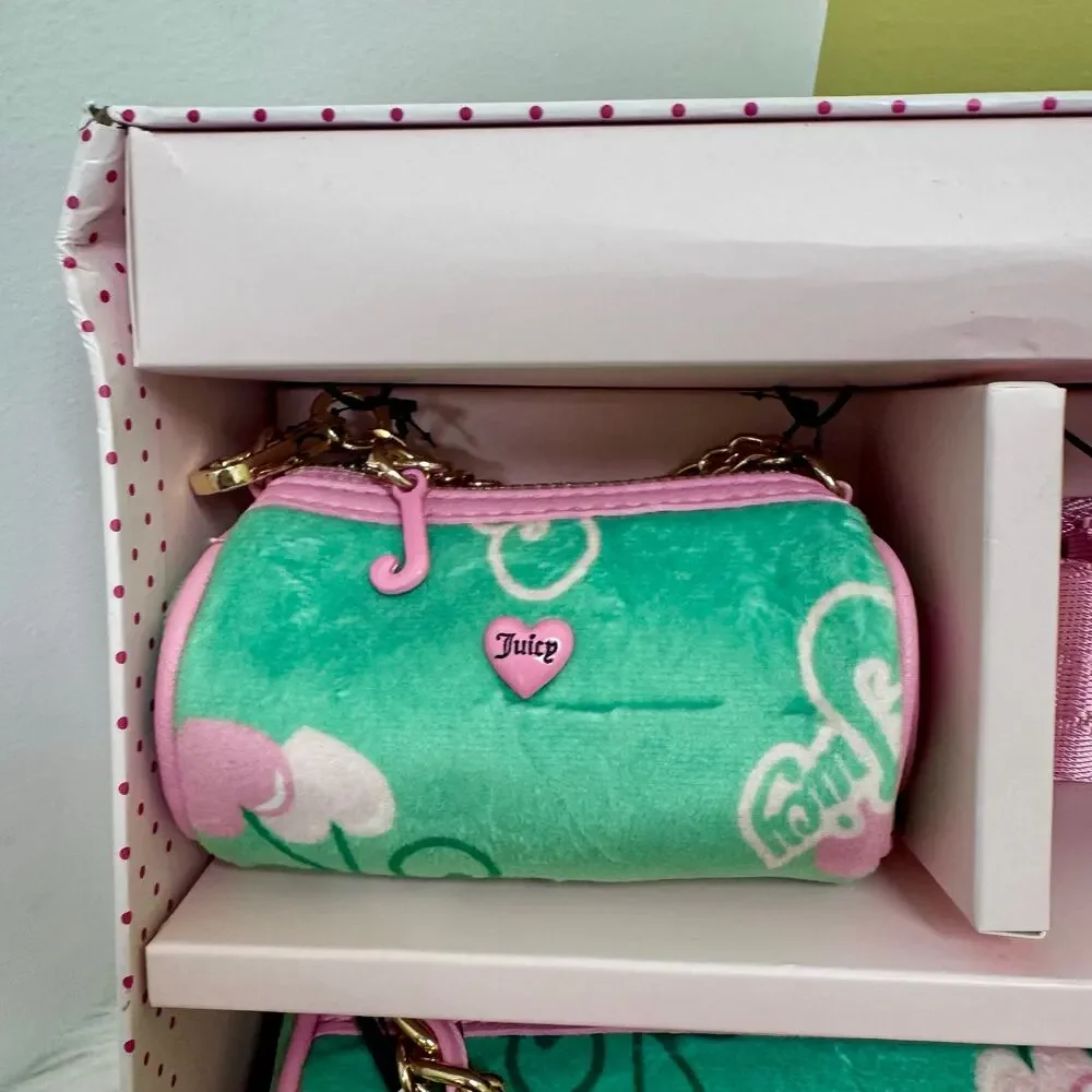 Juicy Couture Heritage Cherry Barrel Bag Gift Set Green Charm Mini Crossbody